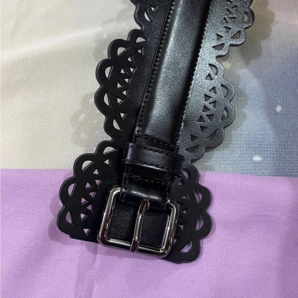 Alaïa Black Scalloped Laser-Cut Leather Waist Belt